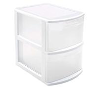 Acan Tradineur - Cassettiera Tamesis Multiuso a 2 Cassetti - Senza Ruote - Realizzato in Plastica - 40 x 28,5 x 39 cm - Bianco