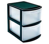 Acan Tradineur - Cassettiera Tamesis Multiuso a 2 Cassetti - Senza Ruote - Realizzato in Plastica - 40 x 28,5 x 39 cm - Nero