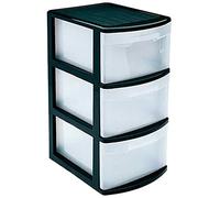 Acan Tradineur - Cassettiera Tamesis Multiuso a 3 cassetti - Senza ruote - Realizzata in plastica - 58,5 x 28,5 x 39 cm - Colore Nero