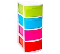 Acan Tradineur - Cassettiera Tamesis Multiuso a 4 Cassetti - Senza Ruote - Realizzato in Plastica - 78 x 28,5 x 39 cm - Multicolore