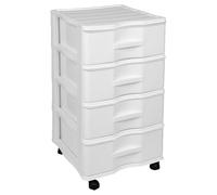 Acan Tradineur - Cassettiera Wagon 4 Cassetti - Torre Multiuso per Ufficio, Casa, Scuola, ecc - 67,5 x 37 x 38 cm - Bianco