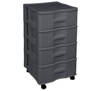 Acan Tradineur - Cassettiera Wagon 4 Cassetti - Torre Multiuso per Ufficio, Casa, Scuola, ecc - 67,5 x 37 x 39 cm - Grigio