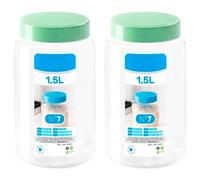 Acan Tradineur - Confezione da 2 Barattoli di Plastica - Include Coperchio - Ideale per la Conservazione dei Tuoi Alimenti - N.º 7-1,5 Litri