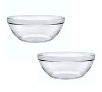 Acan Tradineur - Confezione da 2 ciotole rotonde in vetro, modello LYS, ciotola per miscelazione, insalatiera impilabile, adatta per microonde e lavastoviglie, cucina - Ø 26 cm