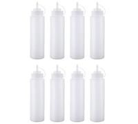 Acan Tradineur Confezione da 8 Bottiglie di Plastica Ricaricabili per Servire Salse, Dispenser di condimenti Riutilizzabile, Ketchup, Senape, Olio, Made in Spagna, 1 litro