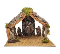 Acan Tradineur Grotta/Portale Presepe di Sughero, Presepe con Soffitto Triangolare e Muschio per Nascita, Statuina di Natale, Ornamento, Decorazione Tradizionale - 30 x 20 x 23 cm