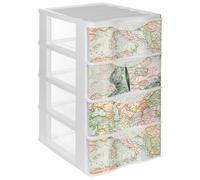 Acan Tradineur Mapamondo Cassettiera Plastica 4 Cassetti Trasparente Torre Storage Giocattoli Camera Bambini Bambini 36x28x49cm