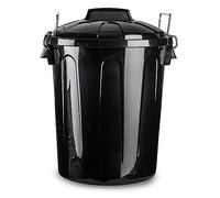 Acan Tradineur - Pattumiera in plastica con coperchio e maniglie metalliche, fabbricata in Spagna, capacità di 31 litri, 48,2 x 37,5 x 37,5 cm, nero