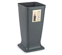 Acan Tradineur Portaombrelli in plastica Rattan Supporto Ombrello Quadrato per Ingresso Ufficio Business, Casa 51,5 x 26 x 26 cm, Grigio