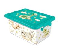 Acan Tradineur Scatola di plastica con chiusure laterali a clip e coperchio, cassetto portaoggetti multiuso, ordinazione, oggetti, casa, prodotto in Spagna (Dinosauri, 23 litri, 45,5 x 32 x 22 cm)