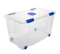 Acan Tradineur - Scatola portaoggetti, 40,5 x 74 x 42 cm, n. 12, capacità 90 litri, con coperchio e ruote, per organizzare la casa, baule organizer (40,5 x 74 x 42 cm)
