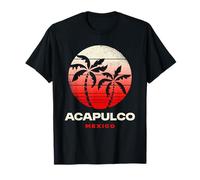 Acapulco Messico Vacanze Estive Retro Tramonto Palma Maglietta