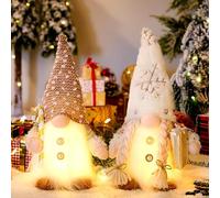 ACAREY Decorazione natalizia, 2 pezzi, gnomo natalizio con luce, decorazione natalizia, gnomo H32, in peluche, gnomo, gnomo di Natale con LED, Natale, raccolta autunnale, gnomo illuminato