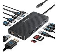 ACASIS Stazione di docking station con doppio monitor, 14 in 1 USB C, adattatore con 2 HDMI DP 4K60Hz, Ethernet, 3 USB C 10G, 100W PD, SDTF, audio, stazione di docking station laterale per Dell HP