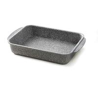 ACCADEMIA MUGNANO Teglia da Forno in Alluminio Forgiato con Rivestimento Mineral Stone, Fondo in Acciaio Inox CM.35×28,5x7h -Compatibile con Induzione, Gas ed Elettrico - grigio multimateriale 8010111033073