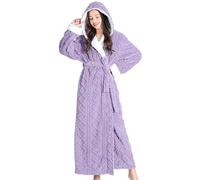 Accapatoio,Accappatoio Uomo,Accappatoio Donna Accappatoio largo e lungo spesso con cappuccio, invernale, , da donna, in flanella, in spugna, caldo confortevole, for vestaglia femminile(Purple,XL)