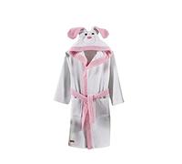 Accappatoio bambina e ragazze, Spugna, Asciugamano in Cotone Turco, con Cappuccio, Cane, Bianco (5-6 Anni) Morbido, Assorbente, Comodo, Spesso