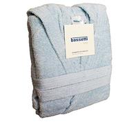 ACCAPPATOIO BASSETTI UOMO DONNA CON CAPPUCCIO SPUGNA DI PURO COTONE 360gr/m² (M - 46 / 48, CELESTE - 1300)