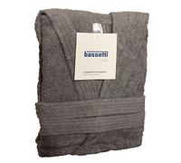 ACCAPPATOIO BASSETTI UOMO DONNA CON CAPPUCCIO TAGLIA S - M - L - XL - XXL SPUGNA DI PURO COTONE 360gr/m² (L - 50 / 52, GRIGIO - 1720)