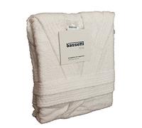 ACCAPPATOIO BASSETTI UOMO DONNA CON CAPPUCCIO TAGLIA S - M - L - XL - XXL SPUGNA DI PURO COTONE 360gr/m² (L - 50 / 52, BIANCO - 1000)