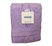 ACCAPPATOIO BASSETTI UOMO DONNA CON CAPPUCCIO TAGLIA S - M - L - XL - XXL SPUGNA DI PURO COTONE 360gr/m² (M - 46 / 48, GLICINE - 1811)