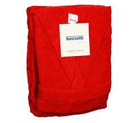 ACCAPPATOIO BASSETTI UOMO DONNA CON CAPPUCCIO TAGLIA S - M - L - XL - XXL SPUGNA DI PURO COTONE 360gr/m² (M - 46 / 48, ROSSO - 1139)