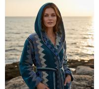 Accappatoio Carrara in Spugna Zig-Zag Blu con Cappuccio