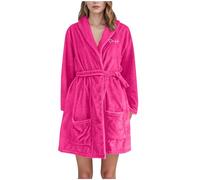 Accappatoio con Cappuccio in Cotone Accappatoio con Cappuccio Accappatoi Da Bagno in Spugna Da Donna Al Ginocchio Corto in Peluche Pigiama Accappatoi Tinta Unita in Velluto Corallo Manica Lunga Tasca