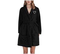 Accappatoio con Cappuccio in Cotone Accappatoio con Cappuccio Accappatoi Da Bagno in Spugna Da Donna Al Ginocchio Corto in Peluche Pigiama Accappatoi Tinta Unita in Velluto Corallo Manica Lunga Tasca