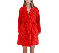 Accappatoio con Cappuccio in Cotone Accappatoio con Cappuccio Accappatoi Da Bagno in Spugna Da Donna Al Ginocchio Corto in Peluche Pigiama Accappatoi Tinta Unita in Velluto Corallo Manica Lunga Tasca