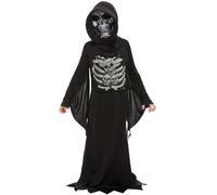 Accappatoio con Cappuccio Ragazzi Halloween Scheletro Grim Reaper Vestito Nuovo