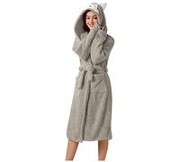 Accappatoio da donna, accappatoio, kimono, sauna, leggero, accappatoio da donna, morbido, in cotone e velluto, con cappuccio imbottito, lungo