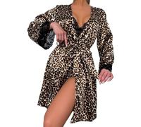 Accappatoio da donna in raso, abito da camera da letto, da donna, estivo, leggero, elegante, elegante, in pizzo, camicia da notte a maniche lunghe, alla moda, con cintura, cardigan abbigliamento