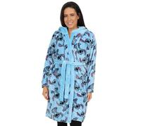 Accappatoio da donna Lilo e Stitch con cappuccio, in pile blu, stile Stitch, Blu, 16-18