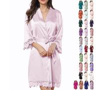 Accappatoio da sposa da damigella d'onore per matrimonio da donna in raso di seta kimono pizzo accappatoio da notte vestaglia da sposa