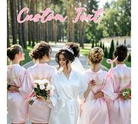 Accappatoio da sposa e damigella personalizzato in raso, maniche corte, accappatoio per prepararsi al matrimonio, taglia XL, addio al nubilato nero,Bianco,rosa,Marina,Rosa rossa,azzurro,Grigio chiaro,