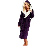 Accappatoio da uomo con cappuccio Accappatoio da uomo in morbido pile con cappuccio Accappatoio per uomo Hotel Vacanze di lusso flanella o spesso inverno caldo, Viola, XXX-Large