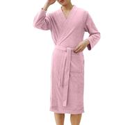 Accappatoio da uomo, estivo, alla moda, leggero, delicato sulla pelle, sottile, morbido, con cintura, lungo, grandi dimensioni, biancheria da notte, kimono, S01 Rosa, M