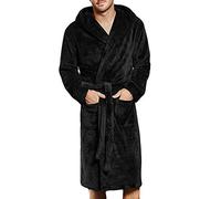 Accappatoio da uomo in morbido pile con cappuccio, biancheria da notte in | Accappatoio lungo in peluche, con cintura, tasche, per sauna, per l'inverno, caldo pigiama