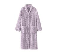 Accappatoio Donna Nido d'Ape Womens Long Fleece Robe Fuzzy Cozy Warm Bathrobe Shawl Collar Spa Robe Laddies Textured House Coat Accappatoio Donna Nido D Ape Accappatoio Morbido (Purple, M)