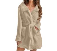 Accappatoio Donna Spugna Morbida Accappatoio Con Tasche Cappuccio E Cintura Accappatoio Tinta Unita Leggero Scollo A V Vestaglia Donna Invernale In Pile Corto Vestibilità Vestaglie Regalo Natale