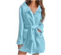 Accappatoio Donna Spugna Morbida Accappatoio Con Tasche Cappuccio E Cintura Accappatoio Tinta Unita Leggero Scollo A V Vestaglia Donna Invernale In Pile Corto Vestibilità Vestaglie Regalo Natale