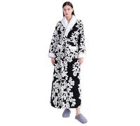 Accappatoio in pile da donna senza cappuccio, vestaglia in kimono floreale lungo e caldo, accappatoio stampato soffice, accappatoio lussuoso e spesso, vestaglia termica morbida e lussuosa per camera