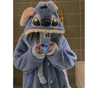 Accappatoio in pile di corallo con Stitch Disney, vestaglia lunga e calda unisex, adatto come regalo di compleanno o Natale L,M,SFlanella