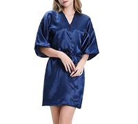 Accappatoio in raso da donna, sexy, abito da camera da letto, da donna, leggero, in raso, elegante, elegante, a maniche lunghe, camicia da notte in seta ghiacciata, alla moda, con cintura, cardigan