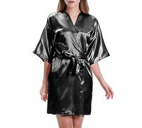 Accappatoio in raso da donna, sexy, abito da camera da letto, da donna, leggero, in raso, elegante, elegante, a maniche lunghe, camicia da notte in seta ghiacciata, alla moda, con cintura, cardigan