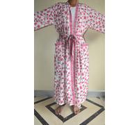 Accappatoio kimono cotone/tessuto stampa blocco a mano donna abito da notte i...