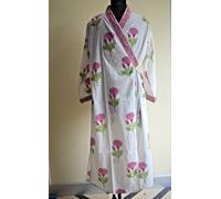 Accappatoio kimono giapponese in cotone, abito da notte con stampa a blocchi