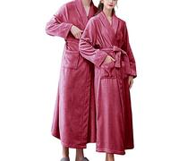 Accappatoio lungo e soffice da donna, a lunghezza intera, accappatoio avvolgente con cintura e tasca, unisex, collo a scialle, accappatoio in peluche con scollo a V, accappatoio di lusso spesso, C, L
