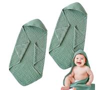 Accappatoio Neonato, 90x90cm Asciugamani Con Cappuccio Per Bambini,Cappuccio per Neonato 100% Cotone Asciugamano,Asciugamano Morbido e Super Assorbente per Neonati e Bambini 0-3 Anni (verde)